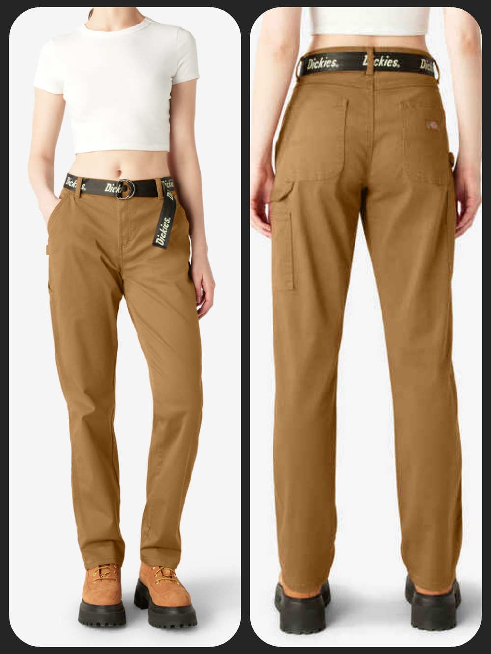 Dickies Carpenter Relaxed Fit Twill Pants Duck Brown W/removable Belt Nwt Sz 26